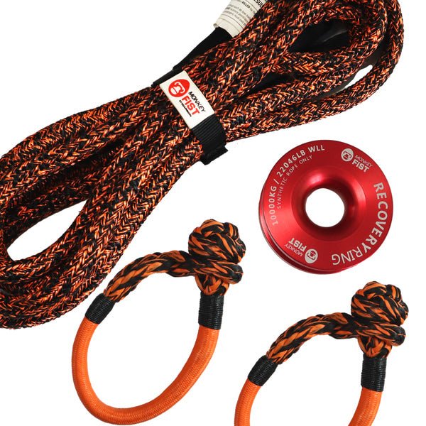 Carbon 4m 14000kg Bridle Rope, 2 x Soft Shackle, Recovery Ring Combo Deal - Carbon Offroad