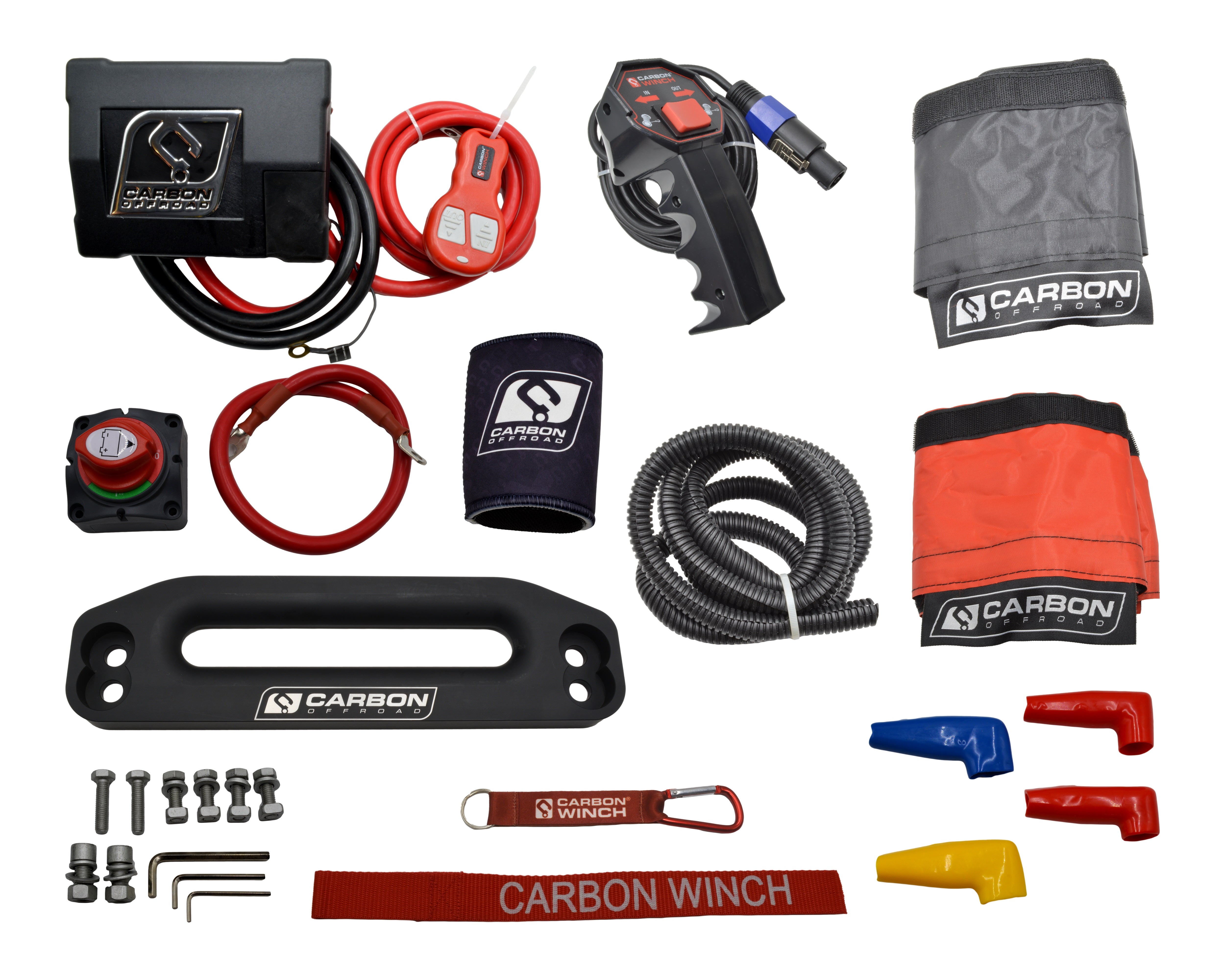 Carbon 12K V.3 12000lb Winch Orange Hook Installers Combo Deal