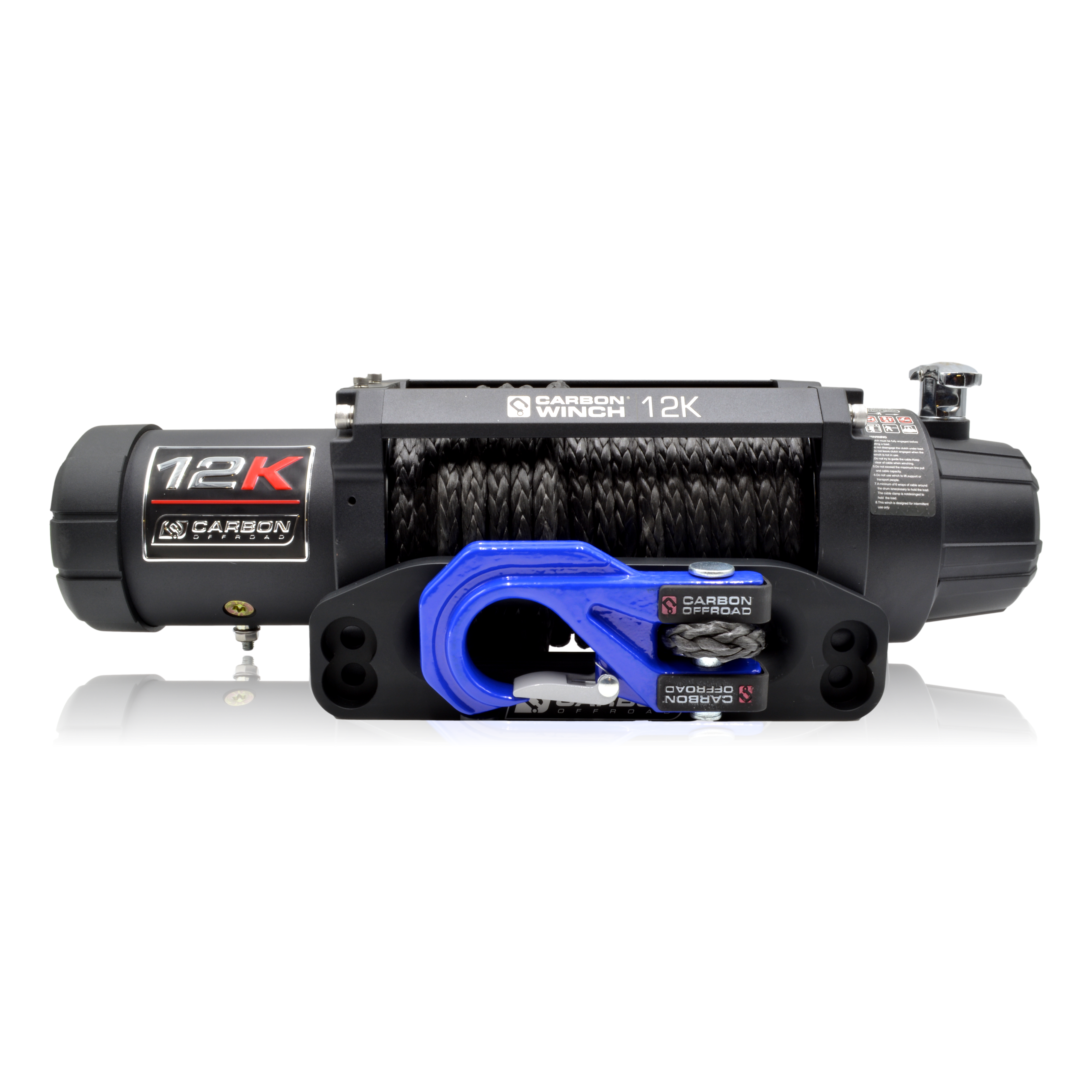 Carbon 12K 12000lb Electric Winch With Black Rope & Blue Hook VER. 3