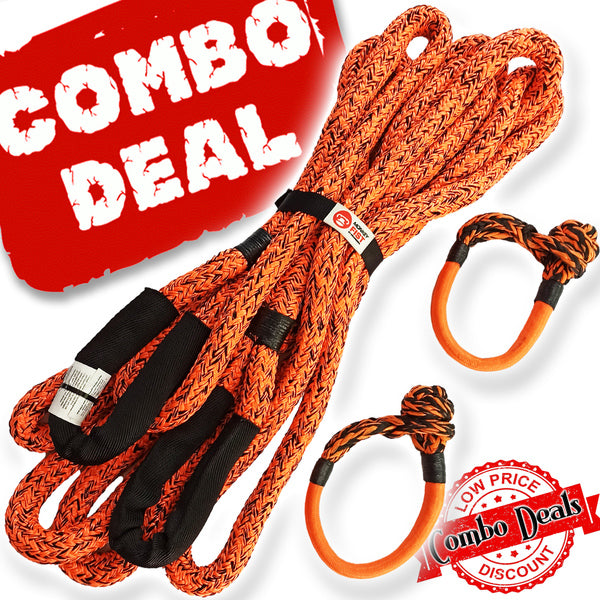Carbon 4x4 Kinetic Rope and 2 x Soft Shackle Combo Deal